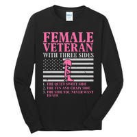 Female Veteran With Three Sides Veteran Mother Grandma Tall Long Sleeve T-Shirt