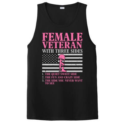 Female Veteran With Three Sides Veteran Mother Grandma PosiCharge Competitor Tank