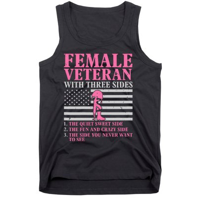 Female Veteran With Three Sides Veteran Mother Grandma Tank Top