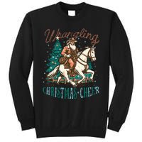 Funny Vintage Western Cowboy Santa Wrangling Christmas Cheer Sweatshirt