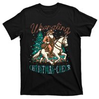 Funny Vintage Western Cowboy Santa Wrangling Christmas Cheer T-Shirt