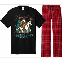 Funny Vintage Western Cowboy Santa Wrangling Christmas Cheer Pajama Set