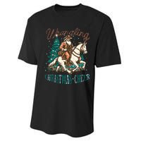 Funny Vintage Western Cowboy Santa Wrangling Christmas Cheer Performance Sprint T-Shirt