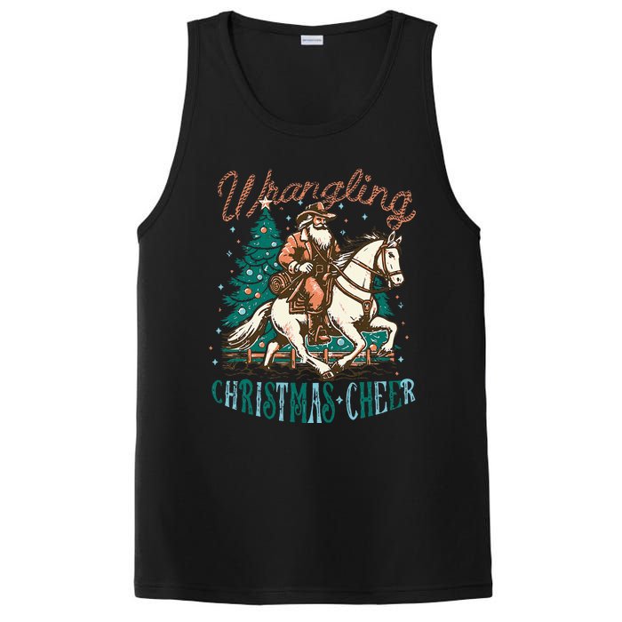 Funny Vintage Western Cowboy Santa Wrangling Christmas Cheer PosiCharge Competitor Tank