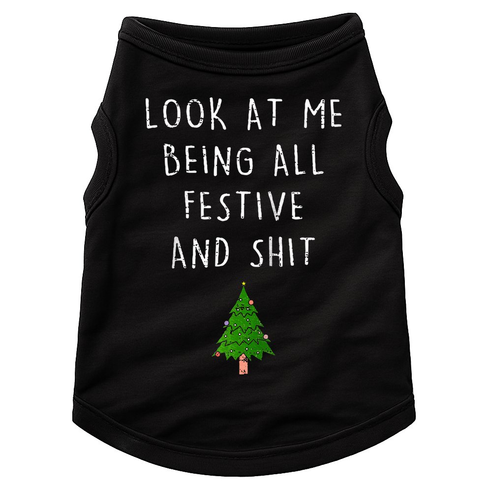 Funny Vintage Xmas Look At Me Being All Festive And Raglan Baseball Doggie Tank