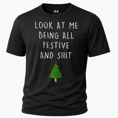 Funny Vintage Xmas Look At Me Being All Festive And Raglan Baseball Cooling Performance Crew T-Shirt