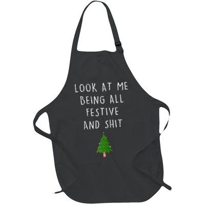 Funny Vintage Xmas Look At Me Being All Festive And Raglan Baseball Apron