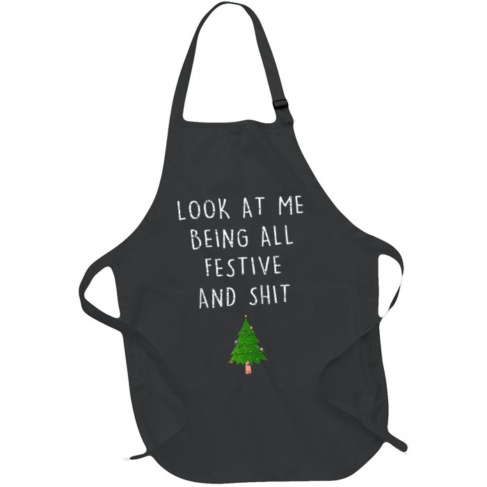 Funny Vintage Xmas Look At Me Being All Festive And Raglan Baseball Apron