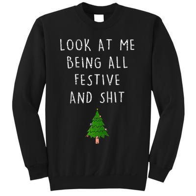 Funny Vintage Xmas Look At Me Being All Festive And Raglan Baseball Sweatshirt