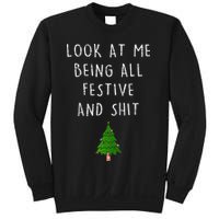 Funny Vintage Xmas Look At Me Being All Festive And Raglan Baseball Sweatshirt