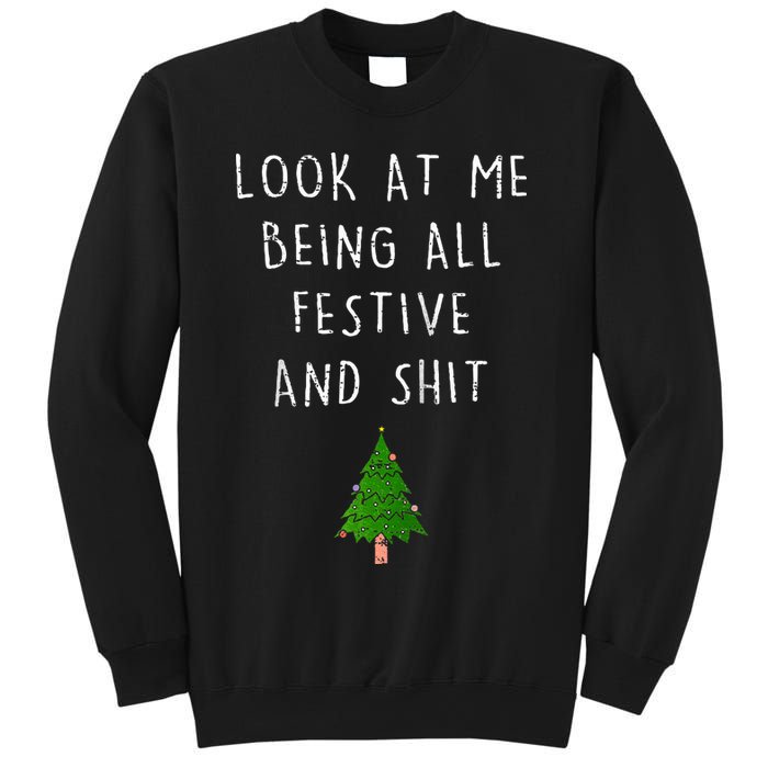 Funny Vintage Xmas Look At Me Being All Festive And Raglan Baseball Sweatshirt
