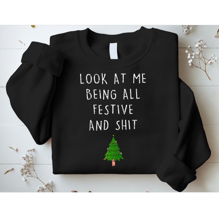 Funny Vintage Xmas Look At Me Being All Festive And Raglan Baseball Sweatshirt