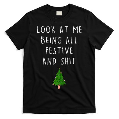 Funny Vintage Xmas Look At Me Being All Festive And Raglan Baseball T-Shirt