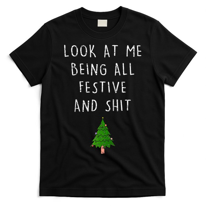 Funny Vintage Xmas Look At Me Being All Festive And Raglan Baseball T-Shirt