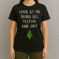 Funny Vintage Xmas Look At Me Being All Festive And Raglan Baseball T-Shirt