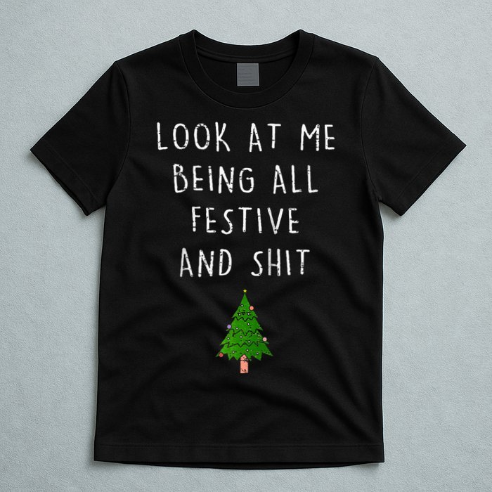 Funny Vintage Xmas Look At Me Being All Festive And Raglan Baseball T-Shirt