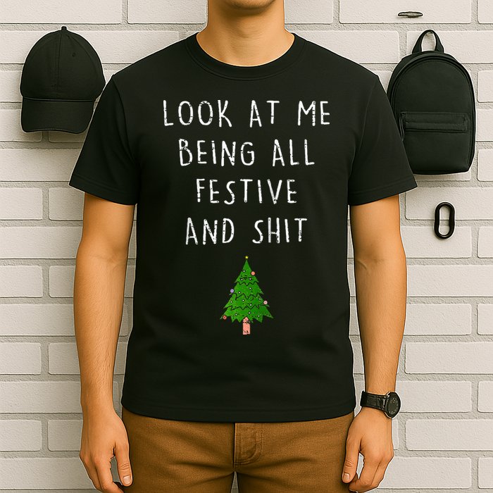 Funny Vintage Xmas Look At Me Being All Festive And Raglan Baseball T-Shirt
