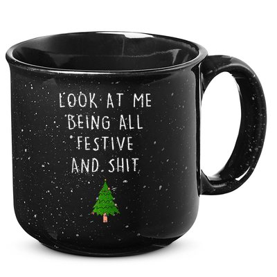 Funny Vintage Xmas Look At Me Being All Festive And Raglan Baseball 15oz Campfire Ceramic Mug