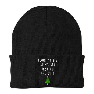 Funny Vintage Xmas Look At Me Being All Festive And Raglan Baseball Beanie