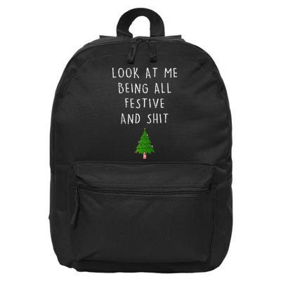 Funny Vintage Xmas Look At Me Being All Festive And Raglan Baseball 16 in Basic Backpack