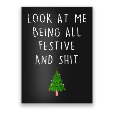 Funny Vintage Xmas Look At Me Being All Festive And Raglan Baseball Poster