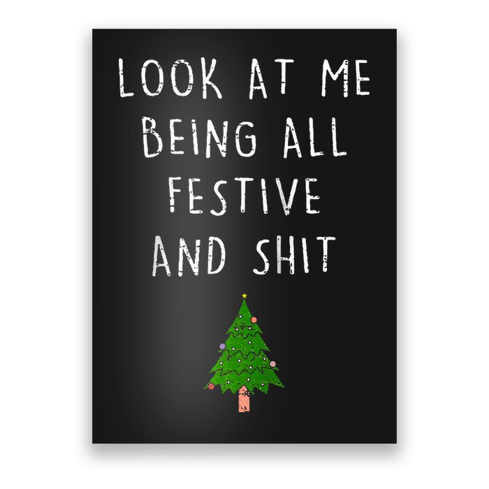 Funny Vintage Xmas Look At Me Being All Festive And Raglan Baseball Poster