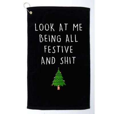 Funny Vintage Xmas Look At Me Being All Festive And Raglan Baseball Golf Towel