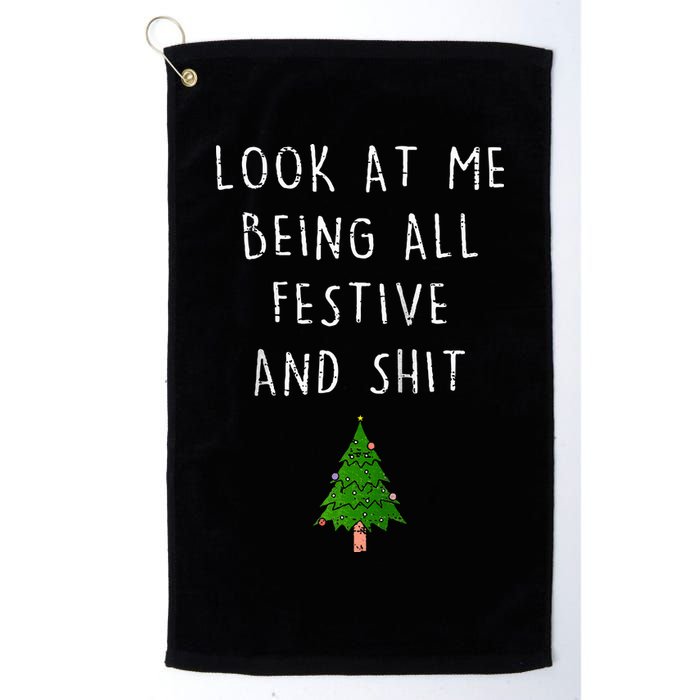 Funny Vintage Xmas Look At Me Being All Festive And Raglan Baseball Golf Towel
