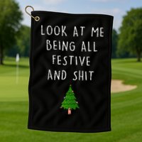 Funny Vintage Xmas Look At Me Being All Festive And Raglan Baseball Golf Towel