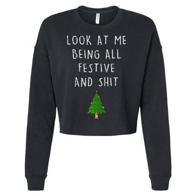 Funny Vintage Xmas Look At Me Being All Festive And Raglan Baseball Cropped Pullover Crew