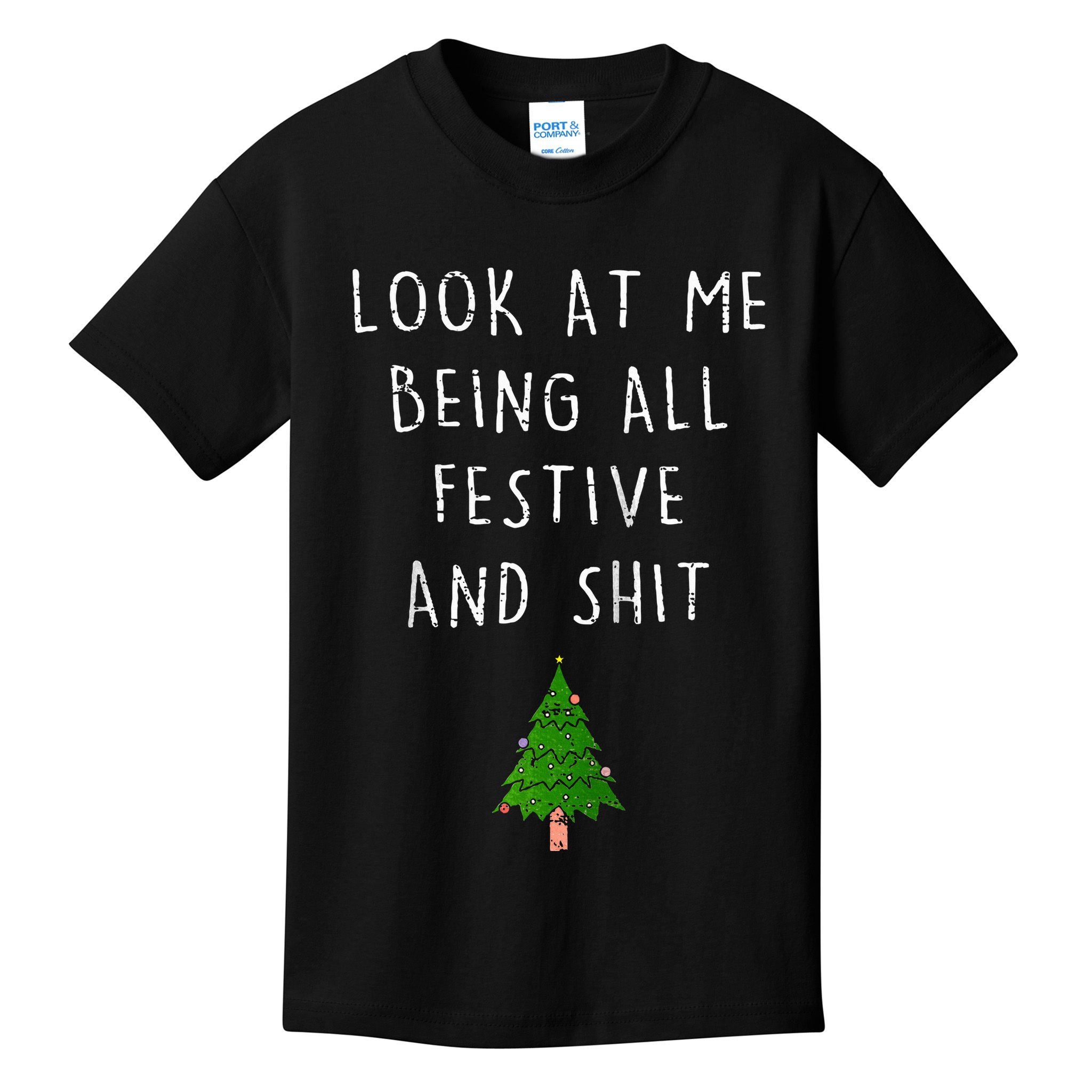 Funny Vintage Xmas Look At Me Being All Festive And Raglan Baseball Kids T-Shirt