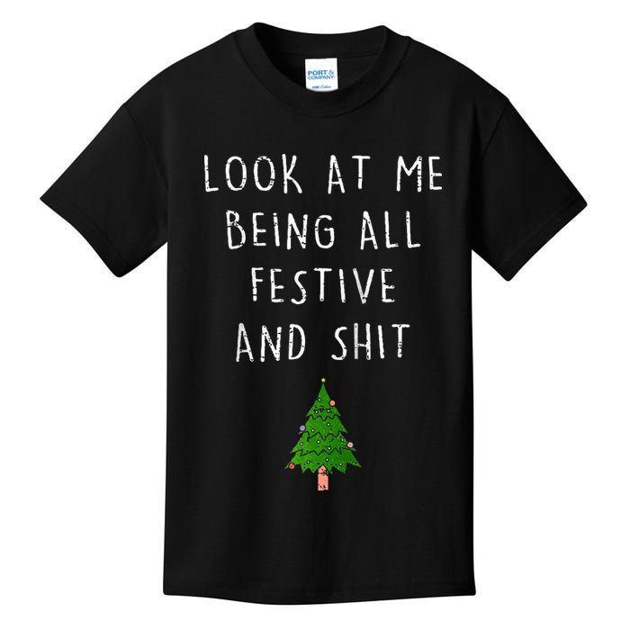 Funny Vintage Xmas Look At Me Being All Festive And Raglan Baseball Kids T-Shirt