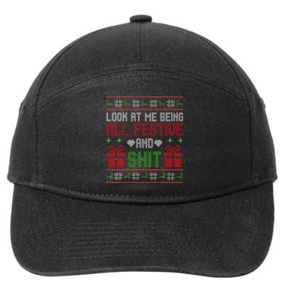 Funny Vintage Xmas Look At Me Being All Festive And Shit  7-Panel Snapback Hat