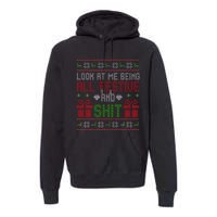 Funny Vintage Xmas Look At Me Being All Festive And Shit  Premium Hoodie