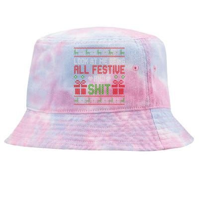 Funny Vintage Xmas Look At Me Being All Festive And Shit  Tie-Dyed Bucket Hat