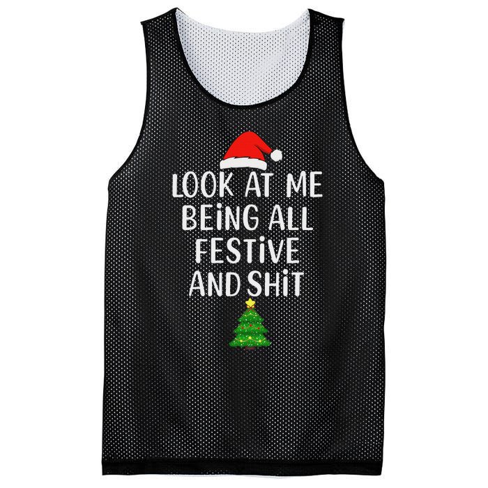 Funny Vintage Xmas Look At Me Being All Festive And Shits Mesh Reversible Basketball Jersey Tank