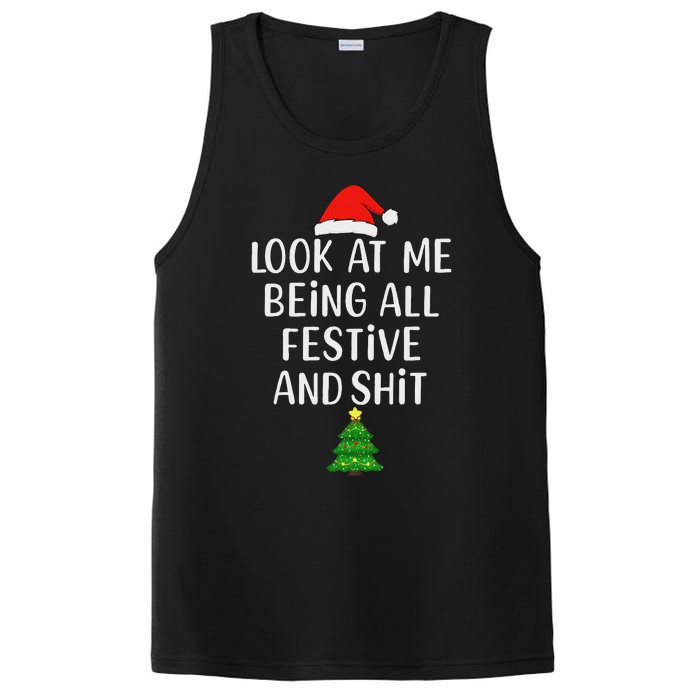 Funny Vintage Xmas Look At Me Being All Festive And Shits PosiCharge Competitor Tank