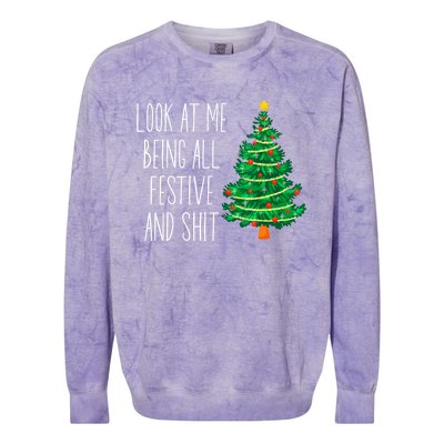 Funny Vintage Xmas Look At Me Being All Festive And Shit Colorblast Crewneck Sweatshirt