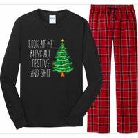 Funny Vintage Xmas Look At Me Being All Festive And Shit Long Sleeve Pajama Set