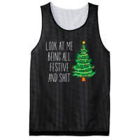 Funny Vintage Xmas Look At Me Being All Festive And Shit Mesh Reversible Basketball Jersey Tank