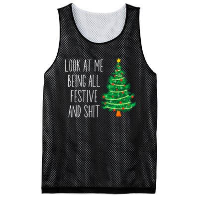 Funny Vintage Xmas Look At Me Being All Festive And Shit Mesh Reversible Basketball Jersey Tank