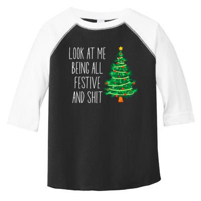 Funny Vintage Xmas Look At Me Being All Festive And Shit Toddler Fine Jersey T-Shirt