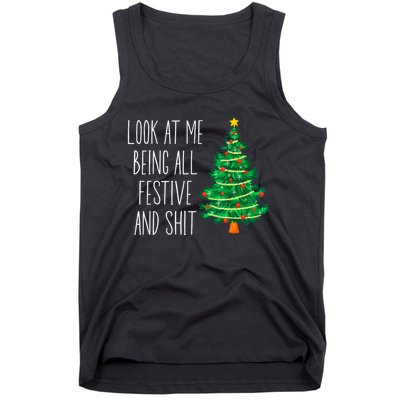 Funny Vintage Xmas Look At Me Being All Festive And Shit Tank Top