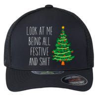 Funny Vintage Xmas Look At Me Being All Festive And Shit Flexfit Unipanel Trucker Cap