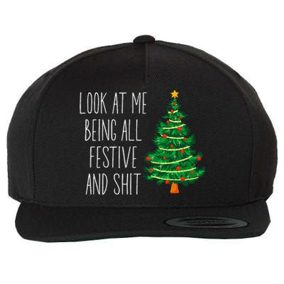 Funny Vintage Xmas Look At Me Being All Festive And Shit Wool Snapback Cap