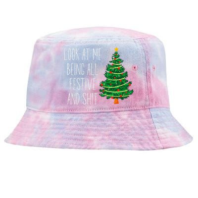 Funny Vintage Xmas Look At Me Being All Festive And Shit Tie-Dyed Bucket Hat