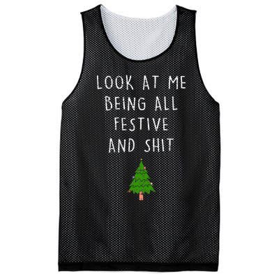 Funny Vintage Xmas Look At Me Being All Festive And Shits Mesh Reversible Basketball Jersey Tank