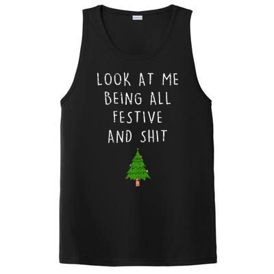 Funny Vintage Xmas Look At Me Being All Festive And Shits PosiCharge Competitor Tank