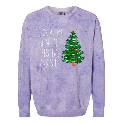 Funny Vintage Xmas Look At Me Being All Festive And Shit Colorblast Crewneck Sweatshirt