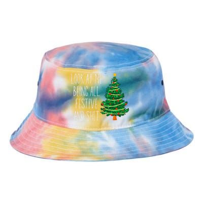 Funny Vintage Xmas Look At Me Being All Festive And Shit Tie Dye Newport Bucket Hat